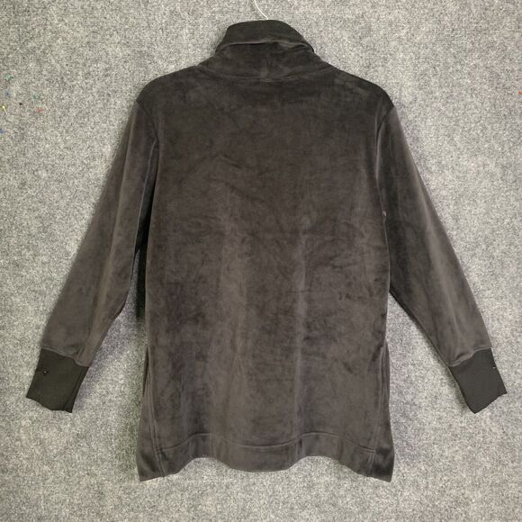 Athletic Works Soft Velvet Velour Top Women S Cowl Neck Black Pullover Slit Hem - Picture 6 of 11